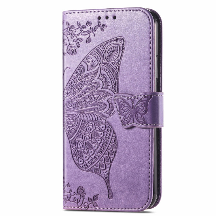 For Blackview A96 Butterfly Love Flower Embossed Leather Phone Case(Light Purple)