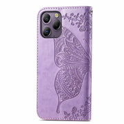 For Blackview A96 Butterfly Love Flower Embossed Leather Phone Case(Light Purple)