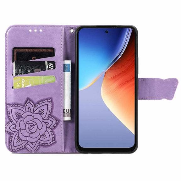For Blackview A96 Butterfly Love Flower Embossed Leather Phone Case(Light Purple)