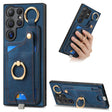 For Samsung Galaxy S24 Ultra 5G Retro Skin-feel Ring Card Bag Phone Case with Hang Loop(Blue) - Galaxy S24 Ultra 5G Cases by PMC TechLife | Online Shopping South Africa | PMC TechLife | Buy Now Pay Later Mobicred