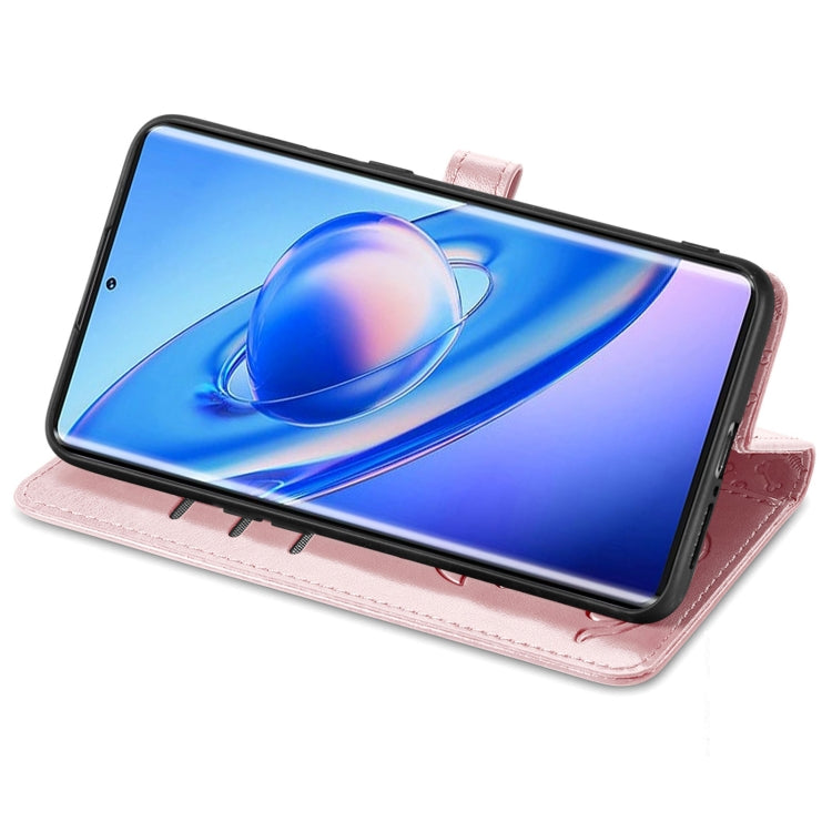 For Blackview A200 Pro Cat and Dog Embossed Leather Phone Case(Rose Gold)