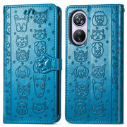 For Blackview A200 Pro Cat and Dog Embossed Leather Phone Case(Blue)