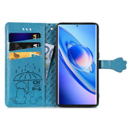 For Blackview A200 Pro Cat and Dog Embossed Leather Phone Case(Blue)