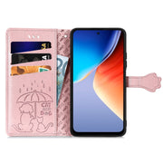 For Blackview A96 Cat and Dog Embossed Leather Phone Case(Rose Gold)