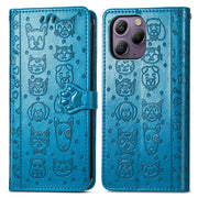 For Blackview A96 Cat and Dog Embossed Leather Phone Case(Blue)