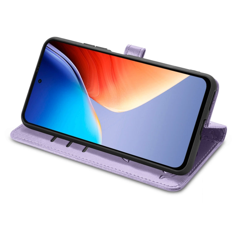 For Blackview A96 Cat and Dog Embossed Leather Phone Case(Purple)