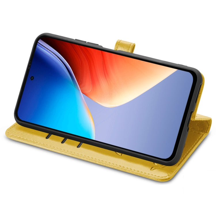 For Blackview A96 Cat and Dog Embossed Leather Phone Case(Yellow)