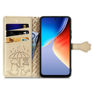 For Blackview A96 Cat and Dog Embossed Leather Phone Case(Gold)