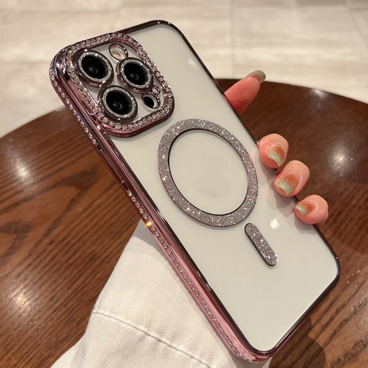 For iPhone 15 Pro Diamond Plated MagSafe TPU Phone Case(Pink)
