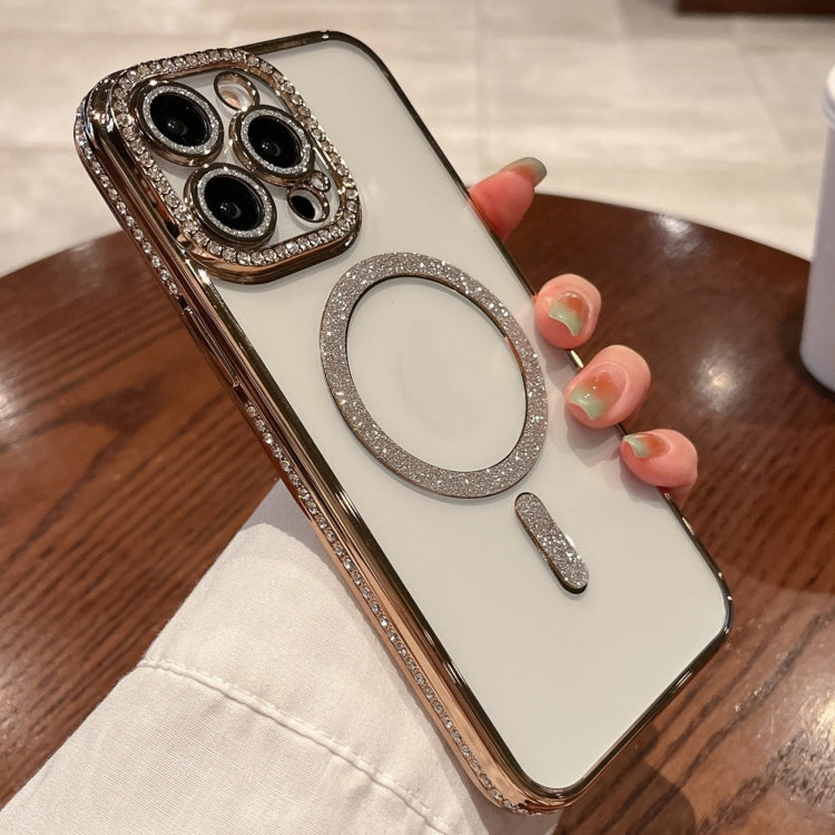 For iPhone 13 Pro Diamond Plated MagSafe TPU Phone Case(Gold)