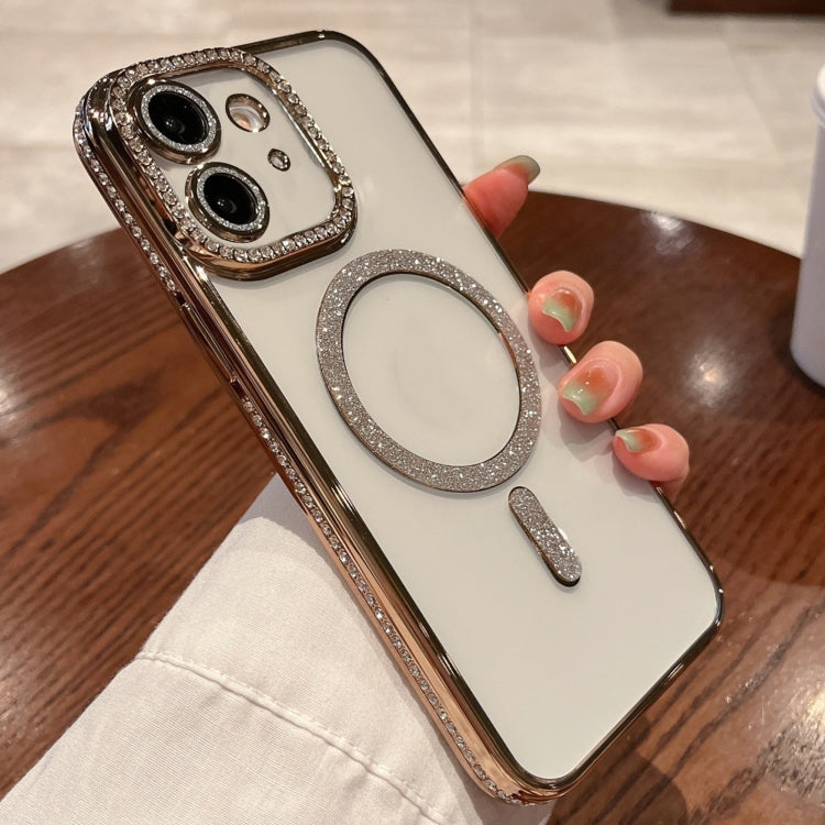 For iPhone 12 Diamond Gradient Plated MagSafe TPU Phone Case(Gold)