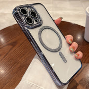 For iPhone 12 Pro Max Diamond Gradient Plated MagSafe TPU Phone Case(Blue)
