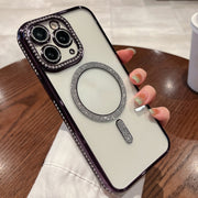 For iPhone 11 Pro Max Diamond Gradient Plated MagSafe TPU Phone Case(Purple)