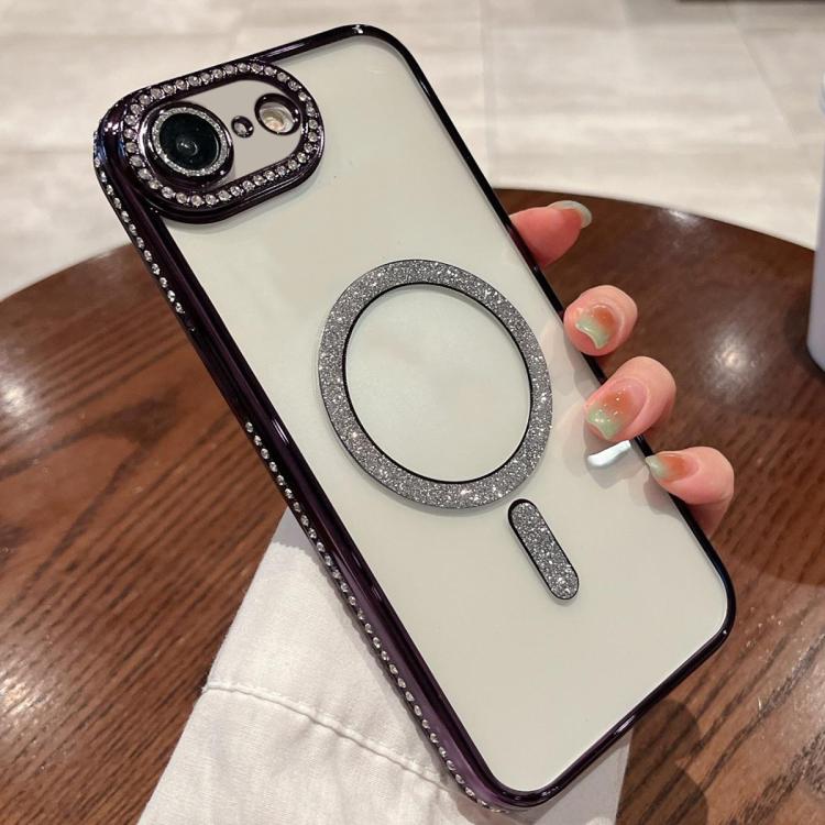 For iPhone 16e Diamond Plated MagSafe TPU Phone Case(Purple)
