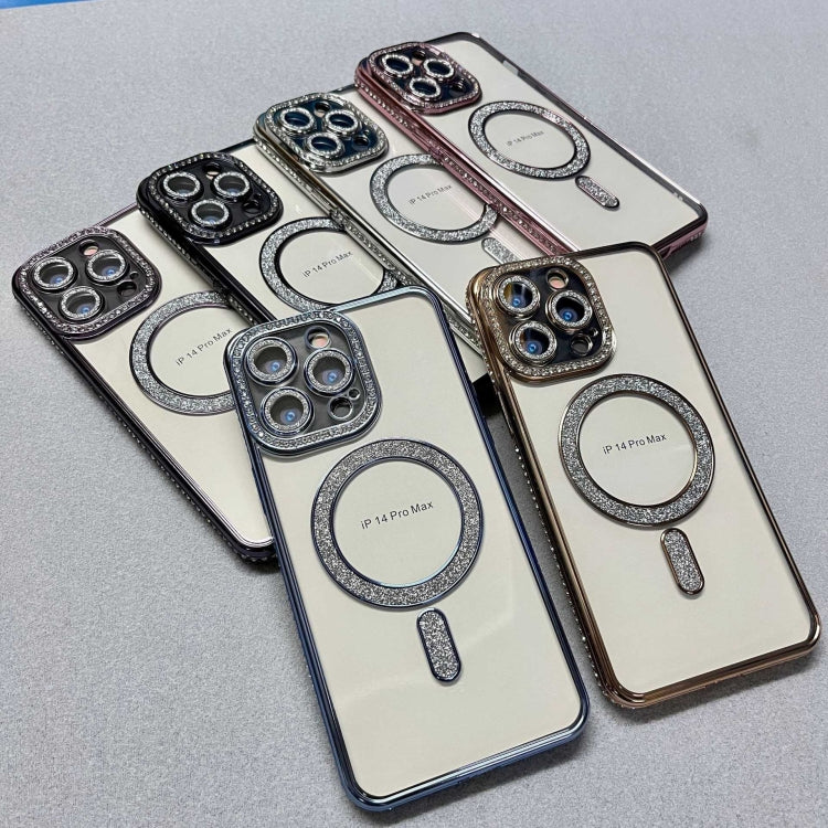 For iPhone 13 Diamond Gradient Plated MagSafe TPU Phone Case(Gold)