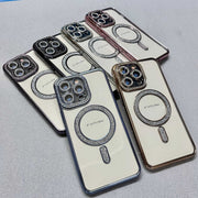 For iPhone 13 Diamond Gradient Plated MagSafe TPU Phone Case(Gold)