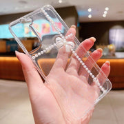 For Samsung Galaxy S25 5G Pearl Bow Glitter Epoxy TPU Phone Case(Three Knots)