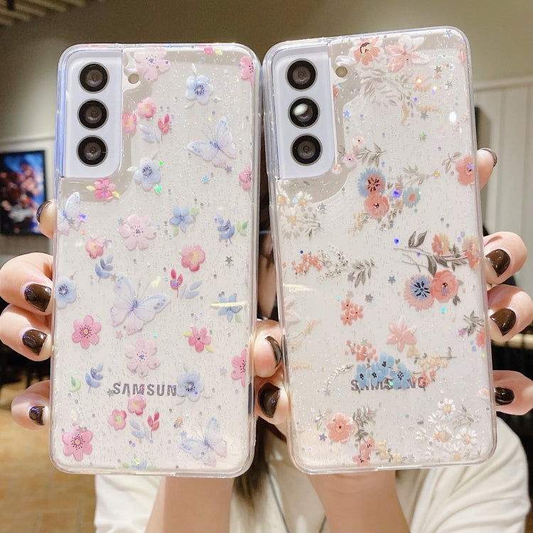 For Samsung Galaxy A55 Fresh Small Floral Epoxy TPU Phone Case(D05 Blue Floral)