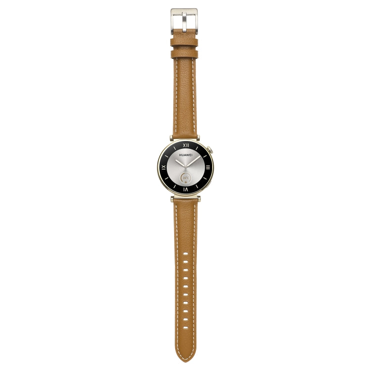 For Huawei Watch GT4 41mm 18mm Thread Pin Buckle Leather Watch Band(Light Brown)