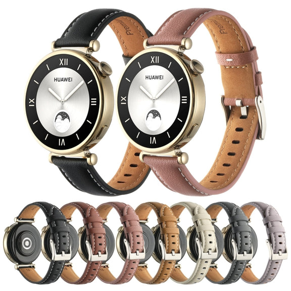For Huawei Watch GT4 41mm 18mm Thread Pin Buckle Leather Watch Band(Light Brown)