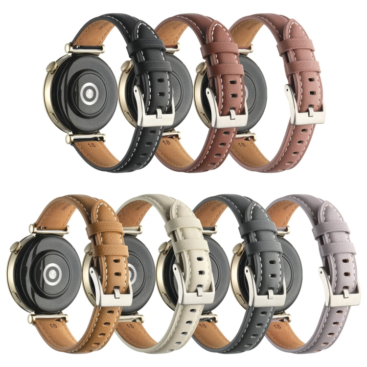 For Huawei Watch GT4 41mm 18mm Thread Pin Buckle Leather Watch Band(Light Brown)