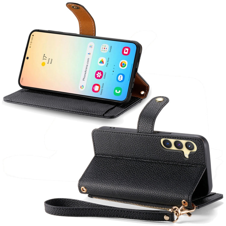 For Samsung Galaxy S24+ 5G Love Zipper Lanyard Leather Phone Case(Black)