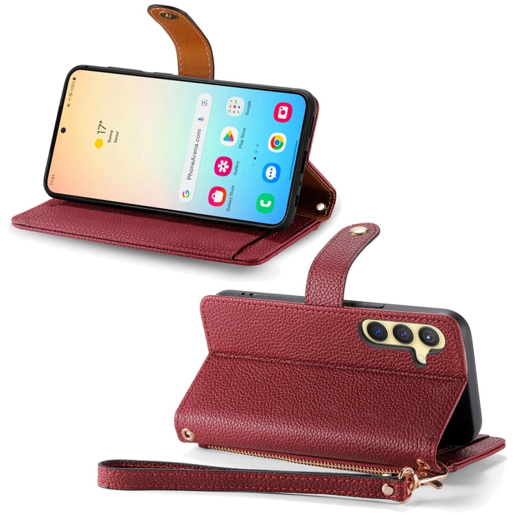 For Samsung Galaxy S24+ 5G Love Zipper Lanyard Leather Phone Case(Red)