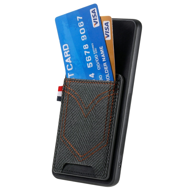 For Samsung Galaxy S25 5G Denim Texture Leather Skin Phone Case with Card Slot(Black)