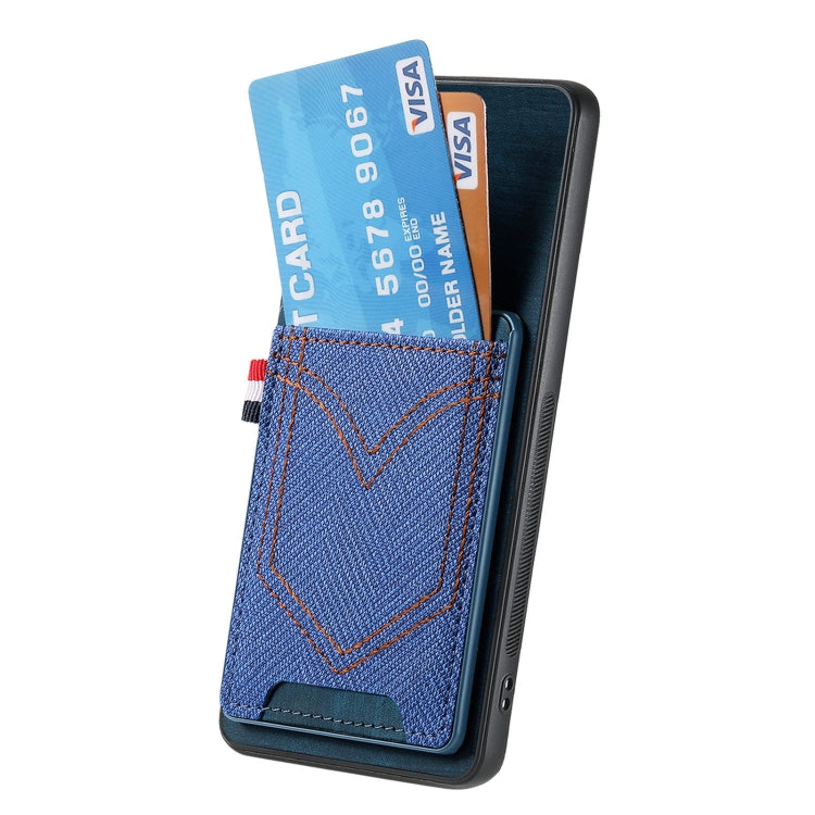 For Samsung Galaxy S25 5G Denim Texture Leather Skin Phone Case with Card Slot(Blue)
