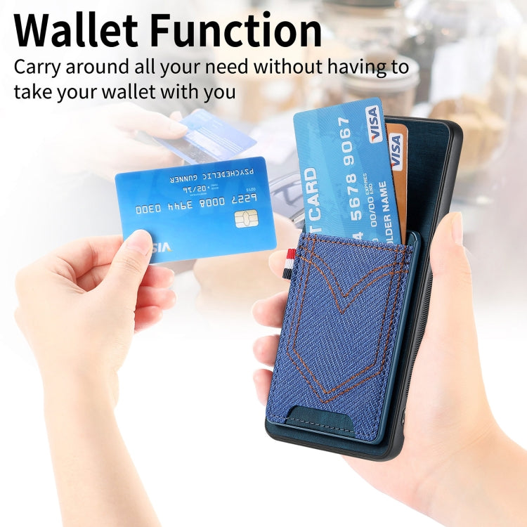 For Samsung Galaxy S25 5G Denim Texture Leather Skin Phone Case with Card Slot(Blue)