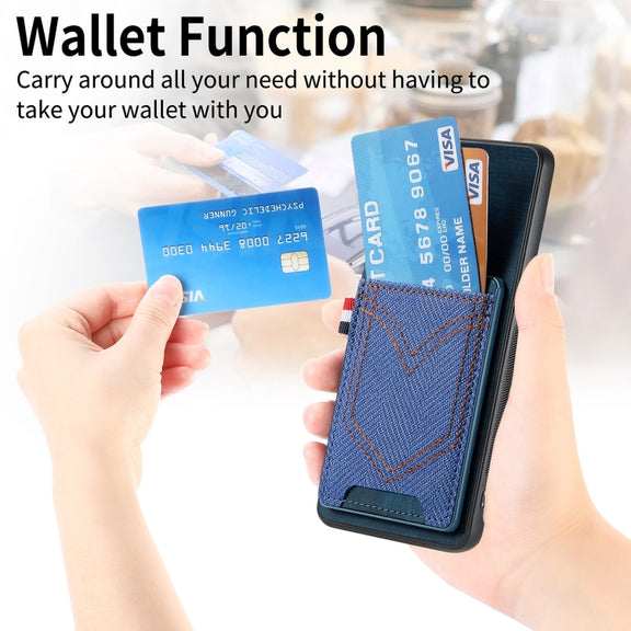 For Samsung Galaxy S25 5G Denim Texture Leather Skin Phone Case with Card Slot(Blue)