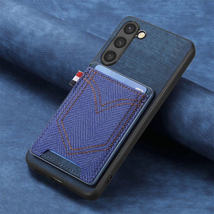 For Samsung Galaxy S25 5G Denim Texture Leather Skin Phone Case with Card Slot(Blue)