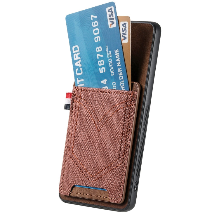 For Samsung Galaxy S25 5G Denim Texture Leather Skin Phone Case with Card Slot(Brown)