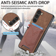 For Samsung Galaxy S25 5G Denim Texture Leather Skin Phone Case with Card Slot(Brown)