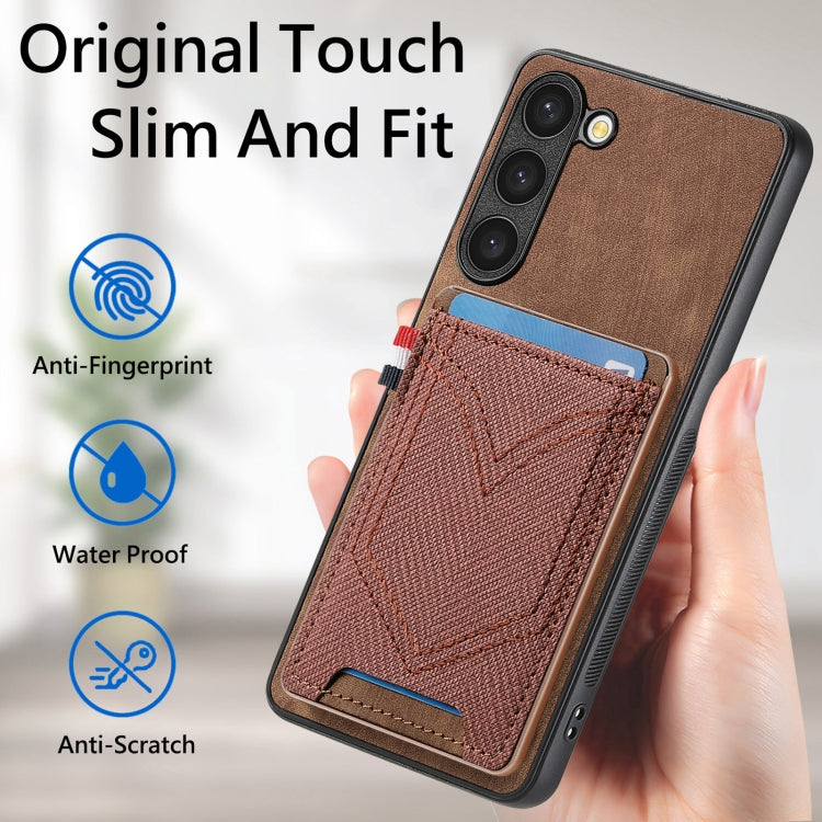 For Samsung Galaxy S25 5G Denim Texture Leather Skin Phone Case with Card Slot(Brown)