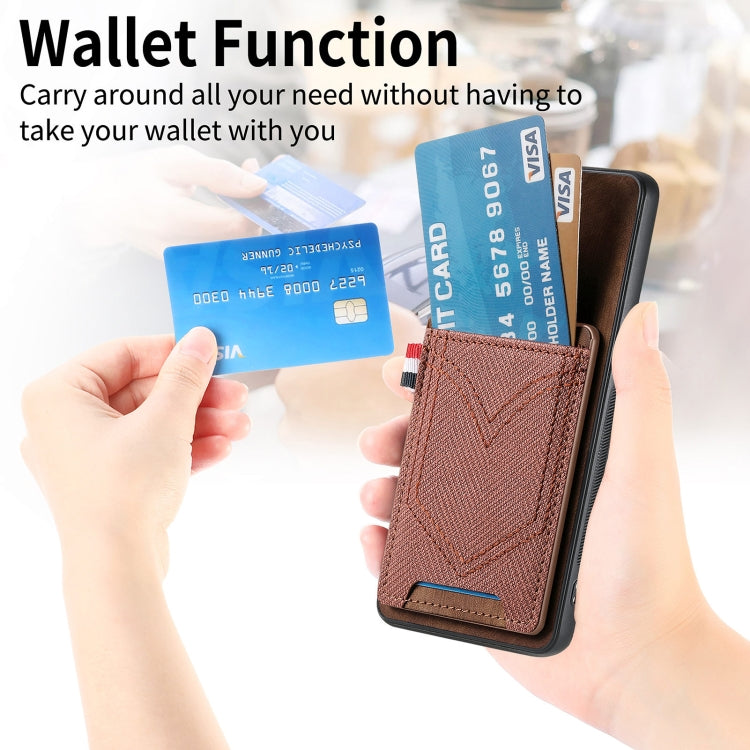 For Samsung Galaxy S25 5G Denim Texture Leather Skin Phone Case with Card Slot(Brown)