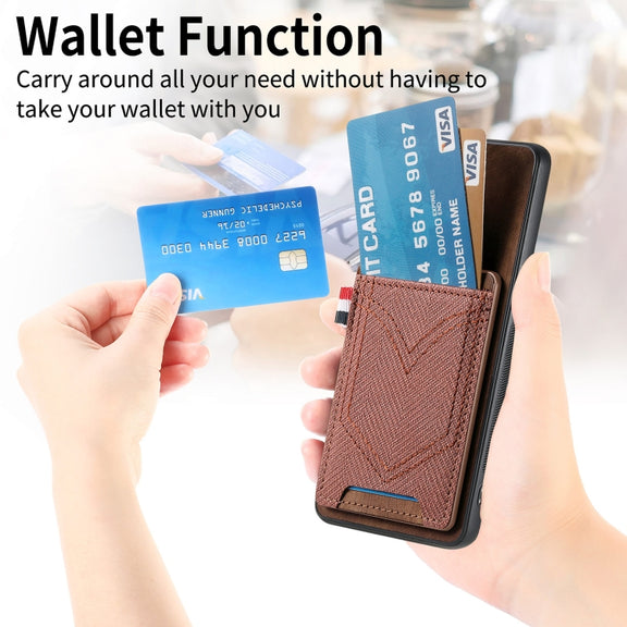 For Samsung Galaxy S25 5G Denim Texture Leather Skin Phone Case with Card Slot(Brown)