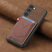 For Samsung Galaxy S25 5G Denim Texture Leather Skin Phone Case with Card Slot(Brown)