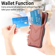 For Samsung Galaxy S25 5G Denim Texture Leather Skin Phone Case with Card Slot(Pink)