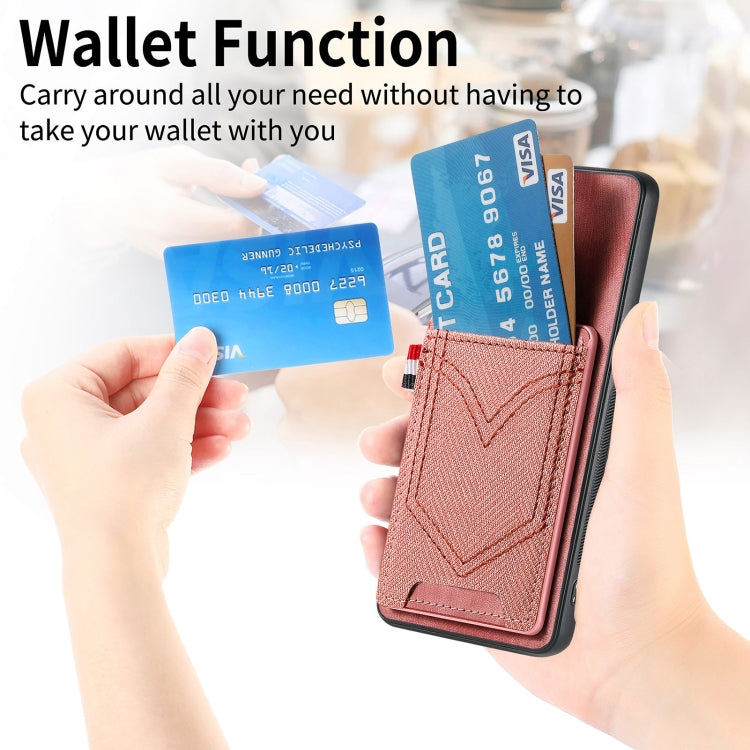 For Samsung Galaxy S25 5G Denim Texture Leather Skin Phone Case with Card Slot(Pink)