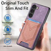 For Samsung Galaxy S25 5G Denim Texture Leather Skin Phone Case with Card Slot(Purple)
