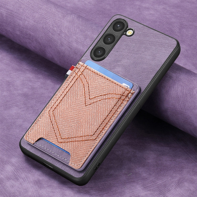For Samsung Galaxy S25 5G Denim Texture Leather Skin Phone Case with Card Slot(Purple)
