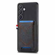 For Samsung Galaxy S25+ 5G Denim Texture Leather Skin Phone Case with Card Slot(Black)