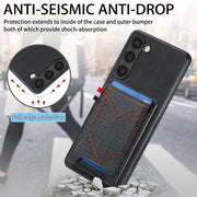 For Samsung Galaxy S25+ 5G Denim Texture Leather Skin Phone Case with Card Slot(Black)
