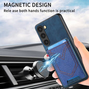For Samsung Galaxy S25+ 5G Denim Texture Leather Skin Phone Case with Card Slot(Blue)
