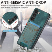 For Samsung Galaxy S25+ 5G Denim Texture Leather Skin Phone Case with Card Slot(Green)