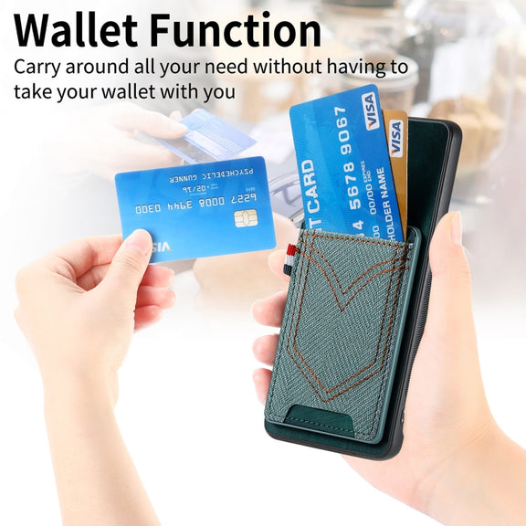For Samsung Galaxy S25+ 5G Denim Texture Leather Skin Phone Case with Card Slot(Green)