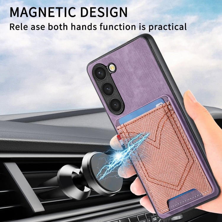 For Samsung Galaxy S25+ 5G Denim Texture Leather Skin Phone Case with Card Slot(Purple)