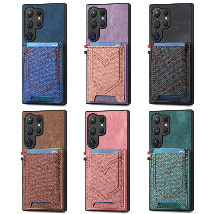 For Samsung Galaxy S25 5G Denim Texture Leather Skin Phone Case with Card Slot(Blue)