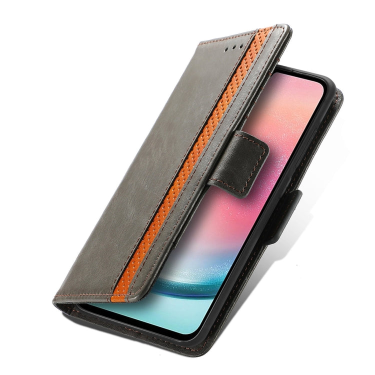 For Samsung Galaxy S25 5G CaseNeo Splicing Dual Magnetic Buckle Leather Phone Case(Gray)